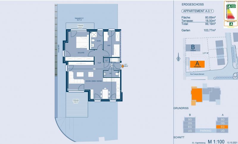 Apartment with 2 rooms to sell in Capellen