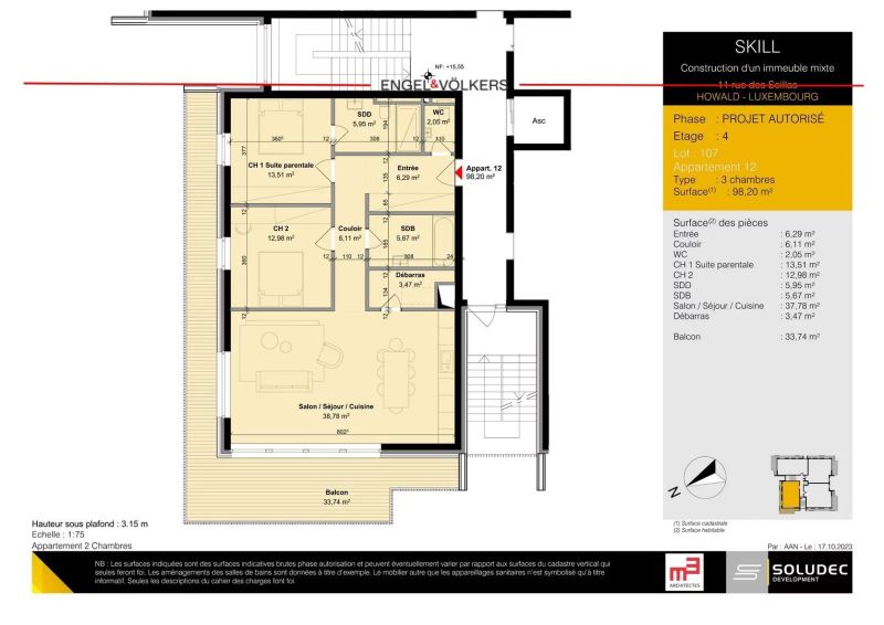 Apartment with 2 rooms to sell in Howald