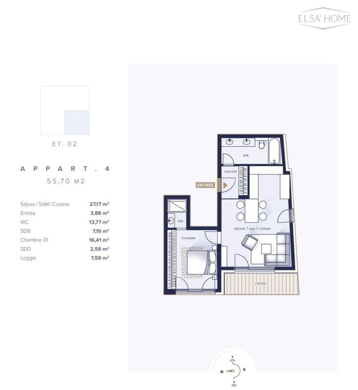 Apartment with 1 room to sell in Walferdange