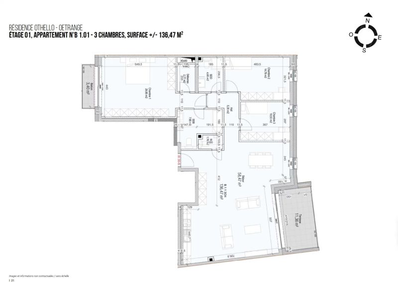 Apartment with 3 rooms to sell in Oetrange