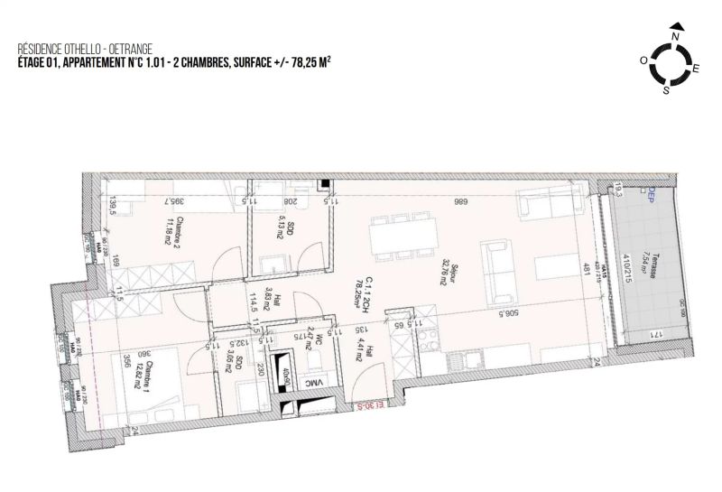 Apartment with 2 rooms to sell in Oetrange