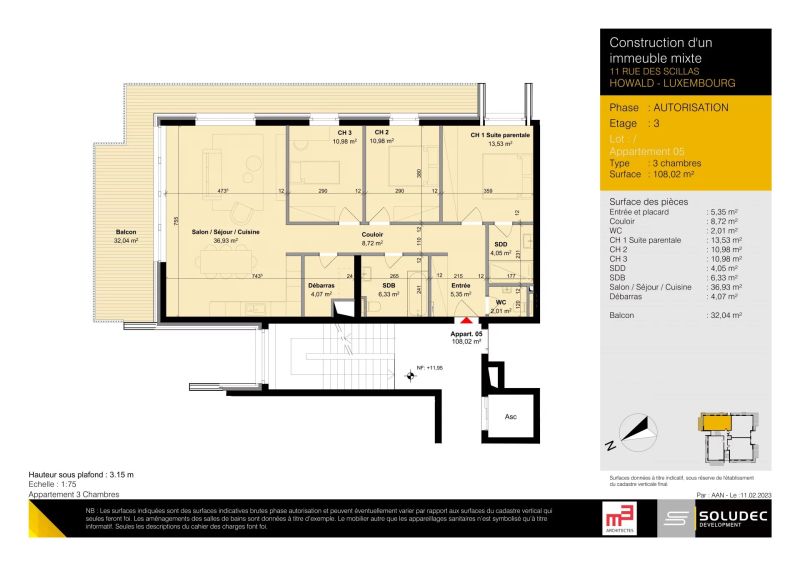 Apartment with 3 rooms to sell in Howald