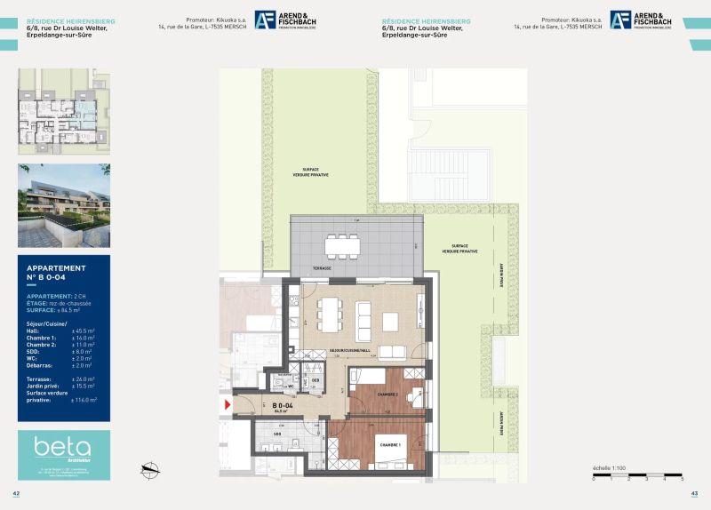 Apartment with 2 rooms to sell in Erpeldange-sur-Sûre