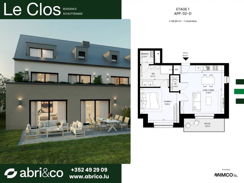 Apartment with 1 room to sell in Schuttrange