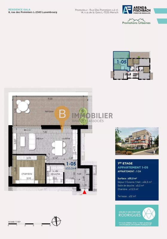 Apartment with 1 room to sell in Luxembourg-Cents