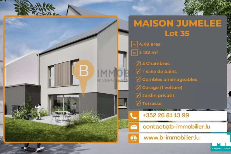 Semi-detached house with 3 rooms to sell in Hellange