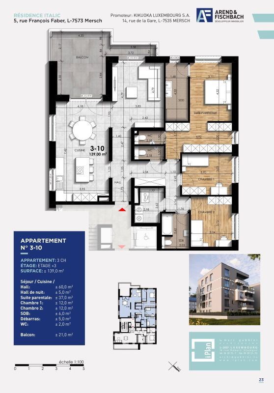 Apartment with 3 rooms to sell in Mersch