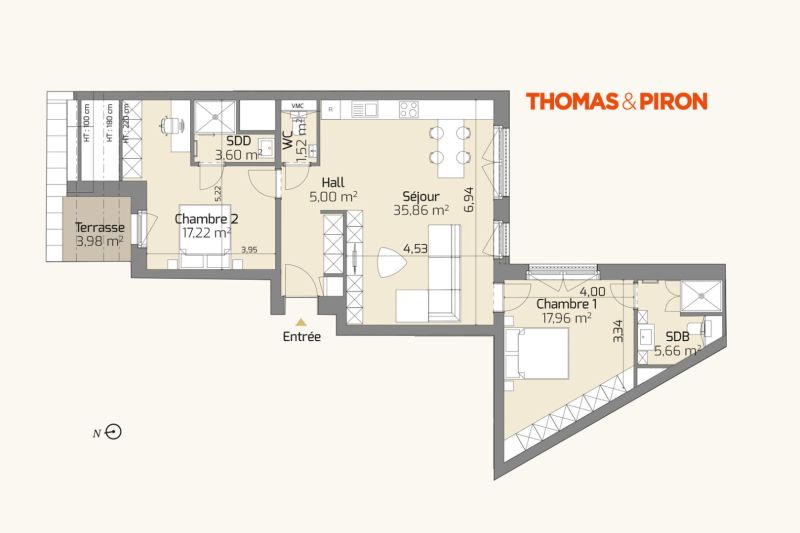 Apartment with 2 rooms to sell in Luxembourg-Hollerich