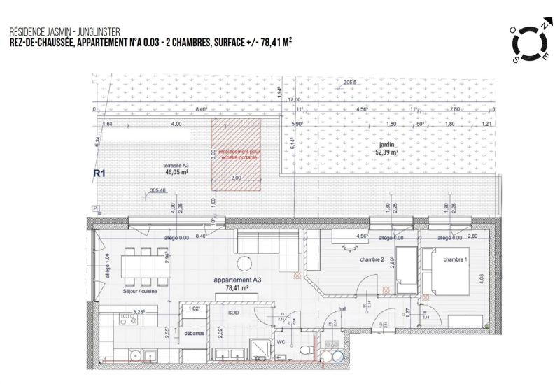 Apartment with 2 rooms to sell in Junglinster