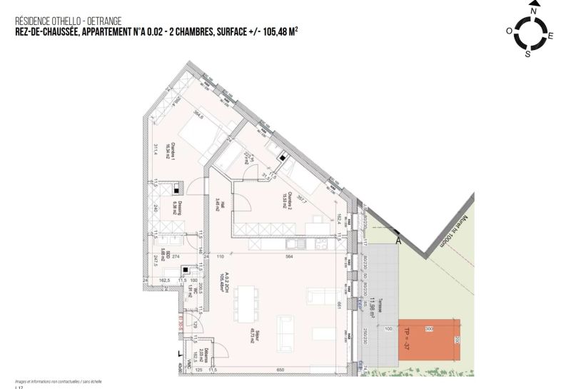 Apartment with 2 rooms to sell in Oetrange